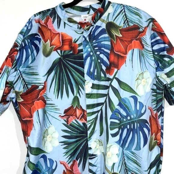 Mens Tropical Short-Sleeve Zippered Romper 2XL Cotton & Spandex Pre-Shrunk Flora - Picture 5 of 11